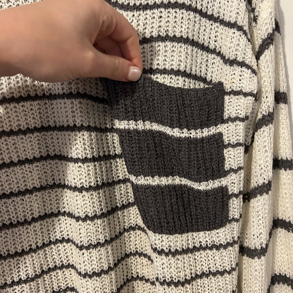 Gigio boutique Striped Knit Sweater - Cream and Olive - small (more like m/l) - Picture 2 of 5